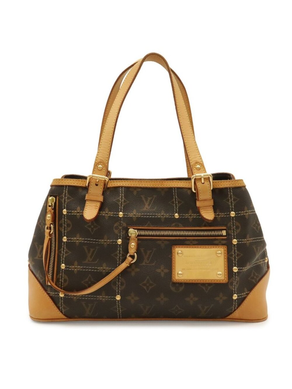 Louis Vuitton Monogram Rivet Tote Shoulder Bag Stitch